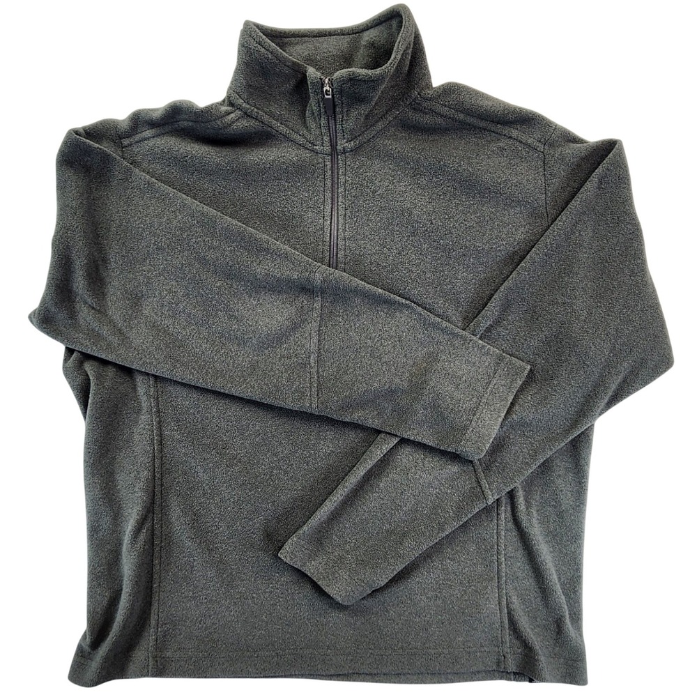 Lands' End Men L Gray Quarter Zip Pullover Polartec Fleece Gorpcore Outdoor Warm